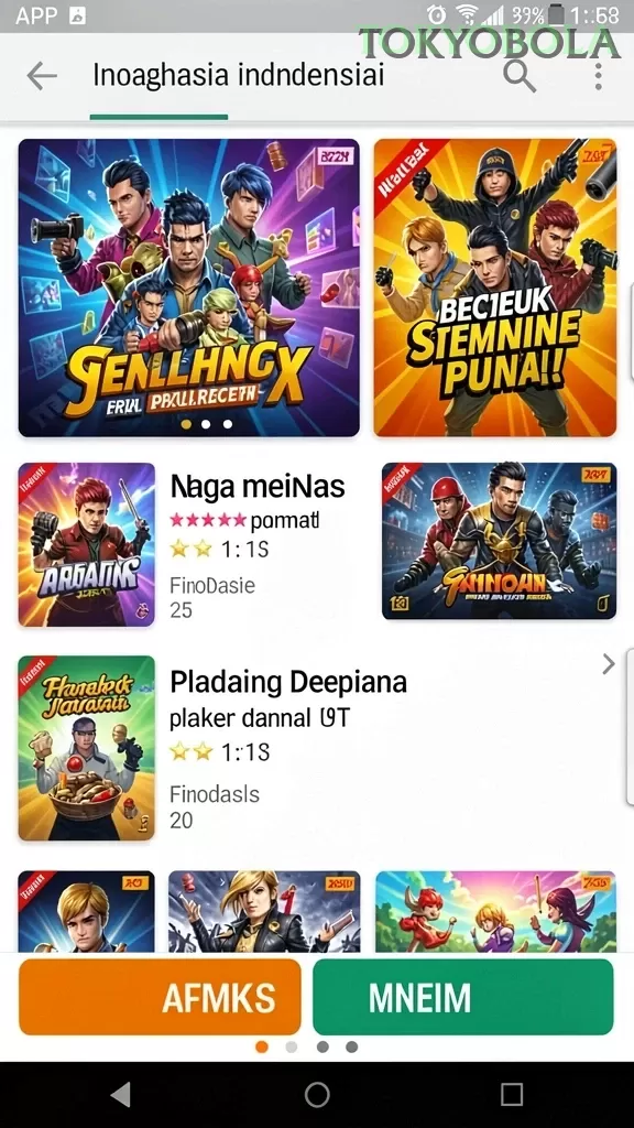 Cuplikan layar menu unduhan tokyobola untuk perangkat Android